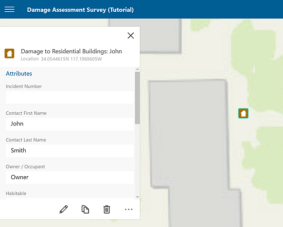 Selected damage assessment and selection results