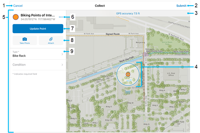 Data collection form and tools with callouts