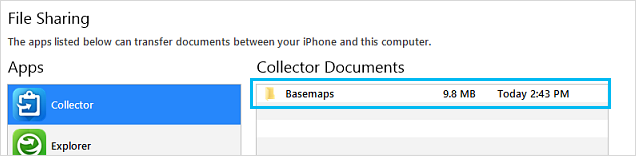 Basemaps folder in iTunes