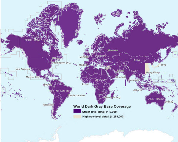 World Dark Gray Base coverage map