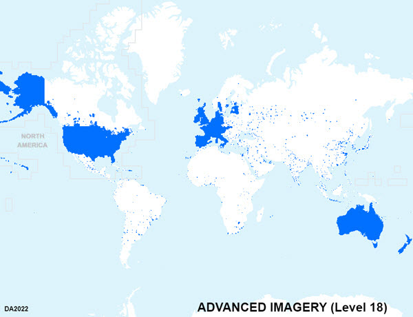 Advanced Imagery coverage map at 1:2,000 (Level 18)