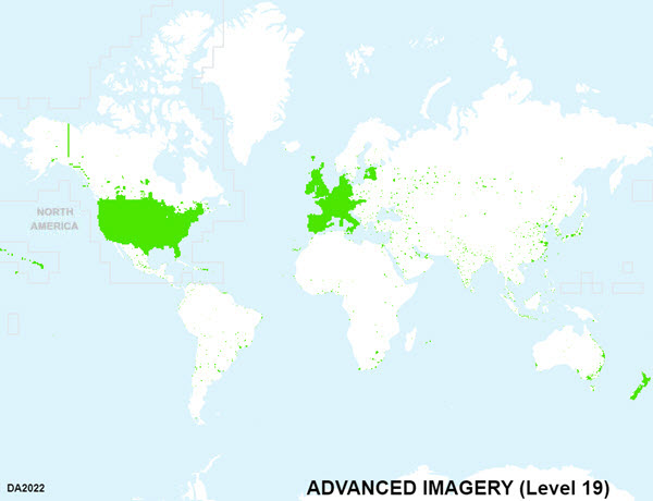 Advanced Imagery coverage map at 1:1,000 (Level 19)