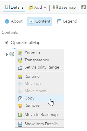 More Options for OpenStreetMap map style with Copy selected