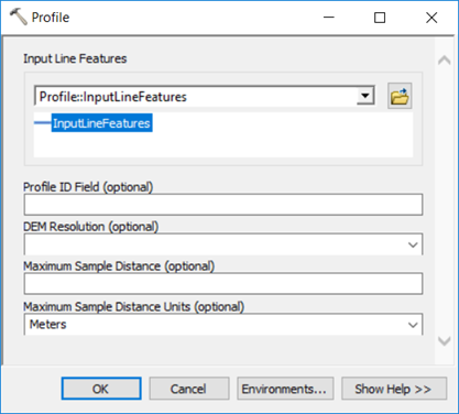 Profile tool dialog box