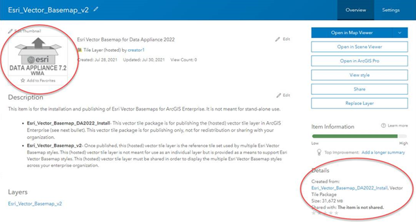 Esri Vector Basemap WMA 2022 tile layer (hosted) item