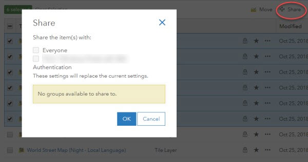 Map item sharing in the geoprocessing tool