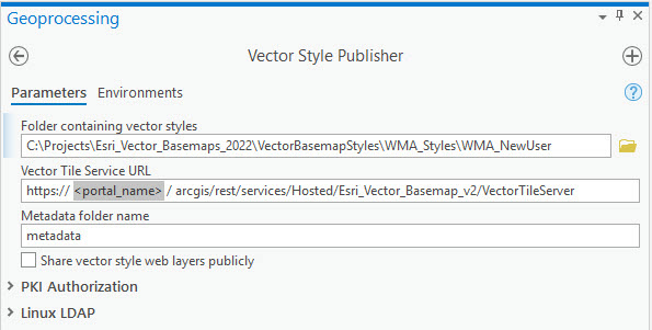 Vector Style Publisher dialog box