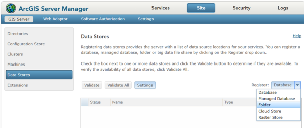 Data Stores dialog box