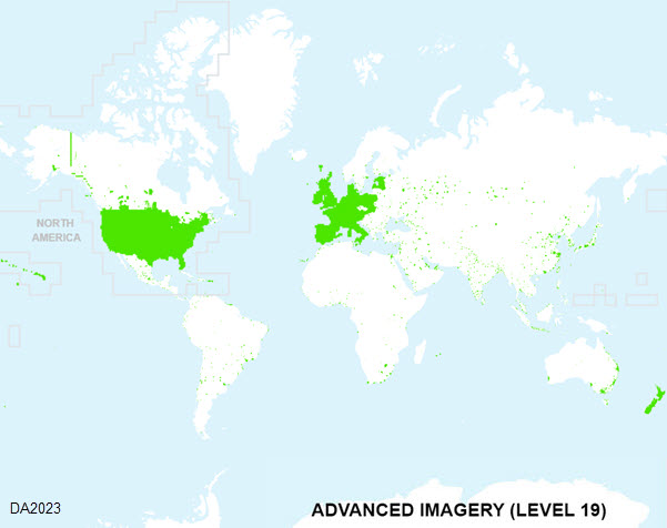 Advanced Imagery coverage map at 1:1,000 (Level 19)