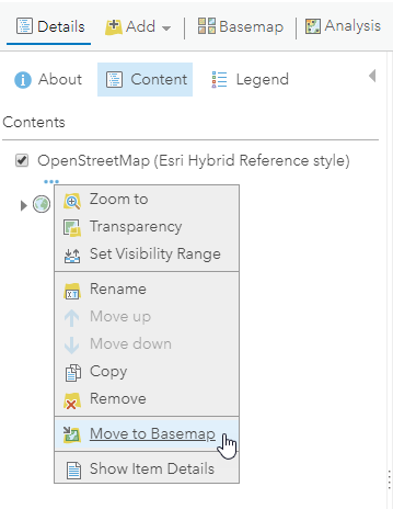 My Map with Move to Basemap selected