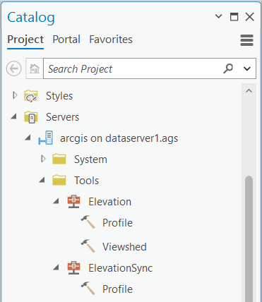 Catalog pane with Elevation and ElevationSync tools