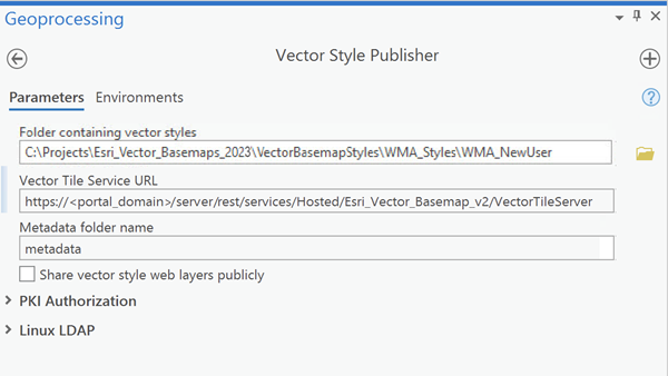 Vector Style Publisher dialog box