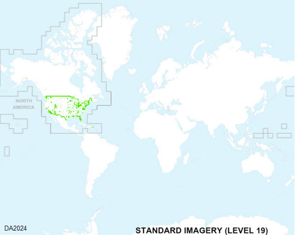 Standard Imagery coverage map at 1:1,000 (Level 19)