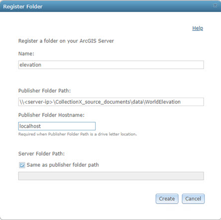 Register Folder window Register Folder window