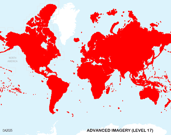 Advanced Imagery coverage map at 1:4,000 (Level 17)