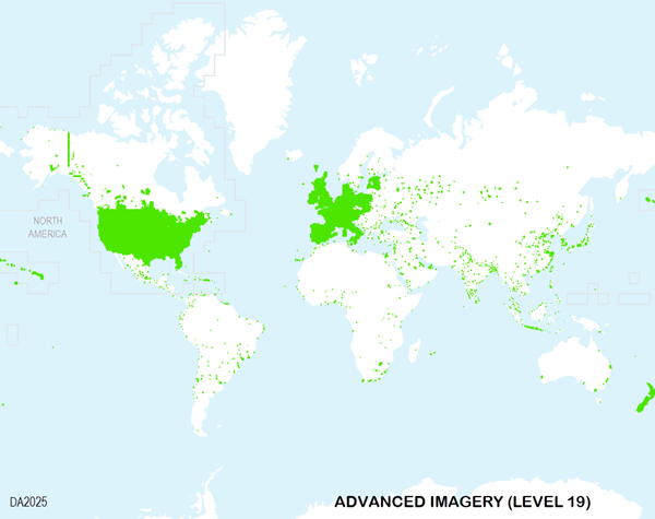 Advanced Imagery coverage map at 1:1,000 (Level 19)