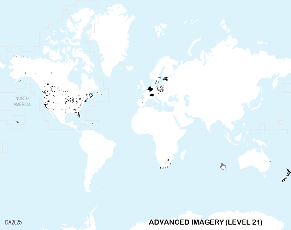 Advanced Imagery coverage map at 1:282 (Level 21)