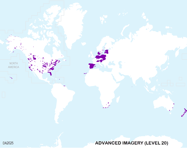 Advanced Imagery coverage map at 1:600 (Level 20)