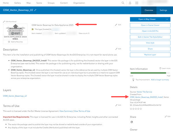 Item page for OSM_Vector_Basemap_v2 vector tile service with title and Created from updated Item page for OSM_Vector_Basemap_v2 vector tile service with title and Created from updated