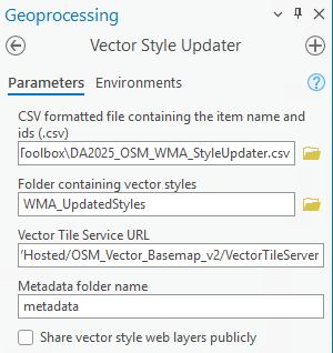 Vector Style Updater dialog box Vector Style Updater dialog box