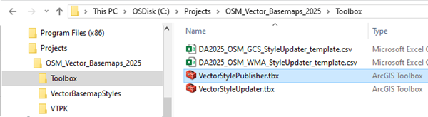 Add Toolbox pane with VectorStylePublisher.tbx selected on local computer Add Toolbox pane with VectorStylePublisher.tbx selected on local computer