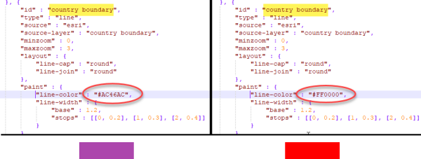 Style edit in the root.json file Style edit in the root.json file
