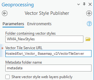 Parameters tab of the Vector Style Publisher dialog box Parameters tab of the Vector Style Publisher dialog box