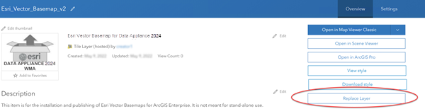 Tile layer item with Replace Layer button Tile layer item with Replace Layer button