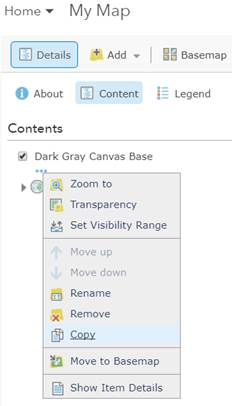 More Options for Dark Gray Canvas Base map style with Copy selected More Options for Dark Gray Canvas Base map style with Copy selected