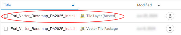 Item list showing Esri Vector Basemap hosted tile layer with incorrect title Item list showing Esri Vector Basemap hosted tile layer with incorrect title