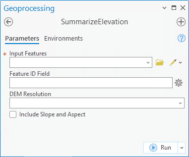 SummarizeElevation dialog box SummarizeElevation dialog box