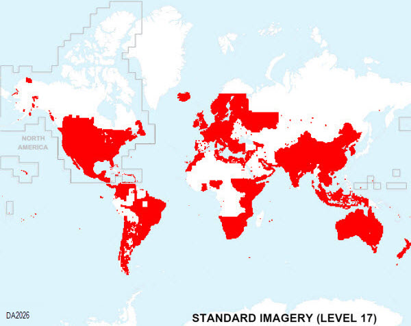 Standard Imagery coverage map at 1:4,000 (Level 17) Standard Imagery coverage map at 1:4,000 (Level 17)