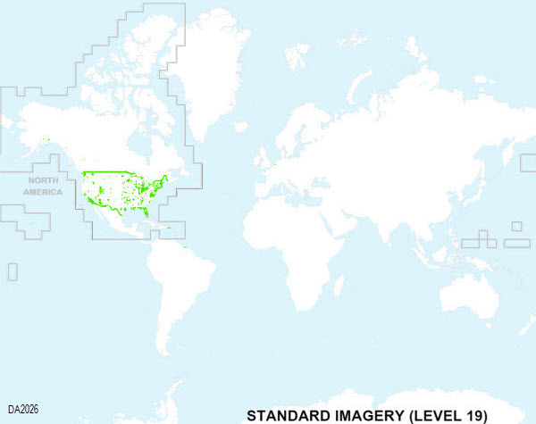 Standard Imagery coverage map at 1:1,000 (Level 19) Standard Imagery coverage map at 1:1,000 (Level 19)