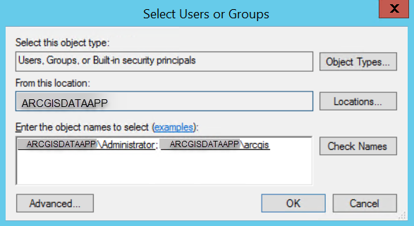 Select Users or Groups dialog box with two users selected Select Users or Groups dialog box with two users selected