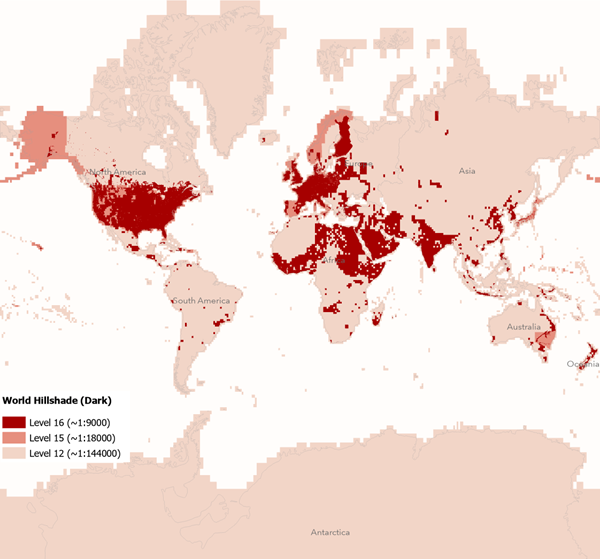World Hillshade (Dark) coverage World Hillshade (Dark) coverage