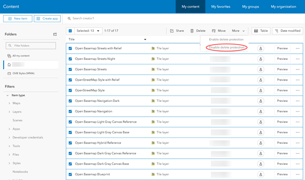 Portal Contents with Enable Delete Protection and Disable Delete Protection Portal Contents with Enable Delete Protection and Disable Delete Protection