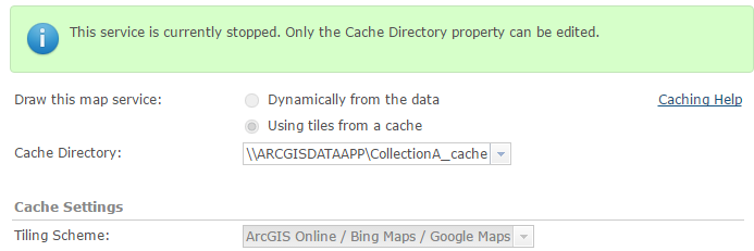 Caching info for World_Imagery map service