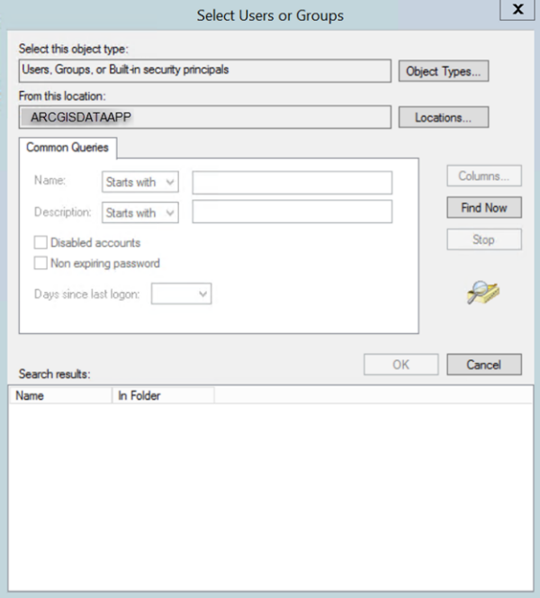 Select Users or Groups dialog box