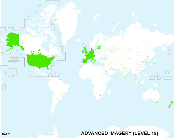 Advanced Imagery coverage map at 1:1,000 (Level 19)