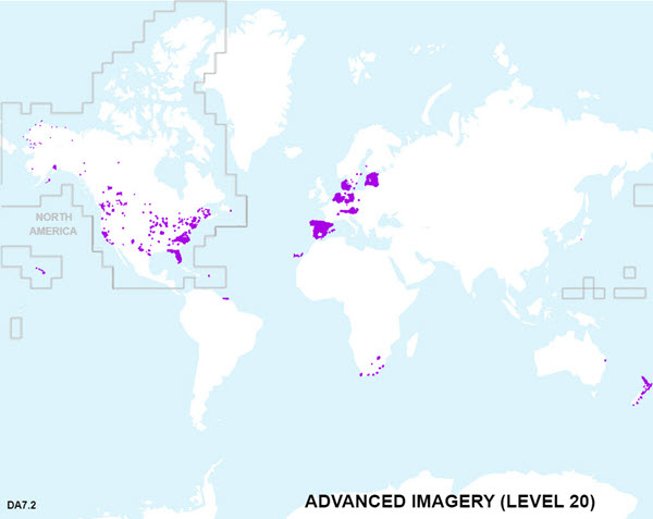 Advanced Imagery coverage map at 1:600 (Level 20)