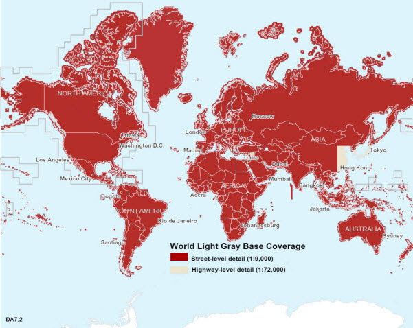 World Light Gray Base coverage map
