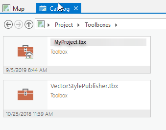 Catalog tab with VectorStylePublisher.tbx added