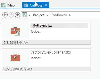 Catalog tab with VectorStylePublisher.tbx