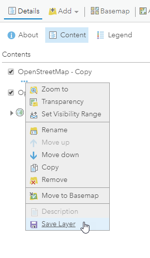 More Options for OpenStreetMap map style copy with Save Layer selected