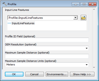 Profile tool dialog box