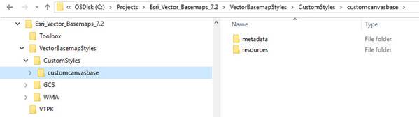 CustomStyles directory with customcanvasbase folder
