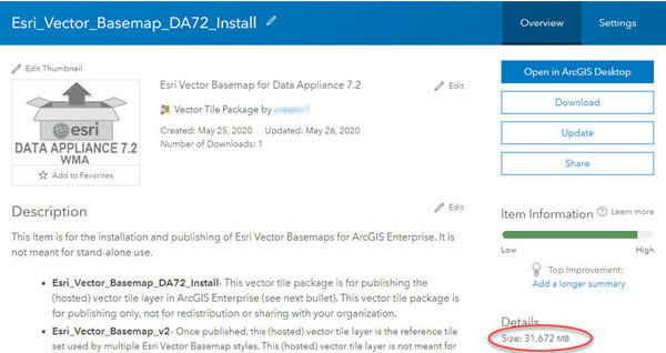 Esri Vector Basemap WMA 7.2 tile layer item