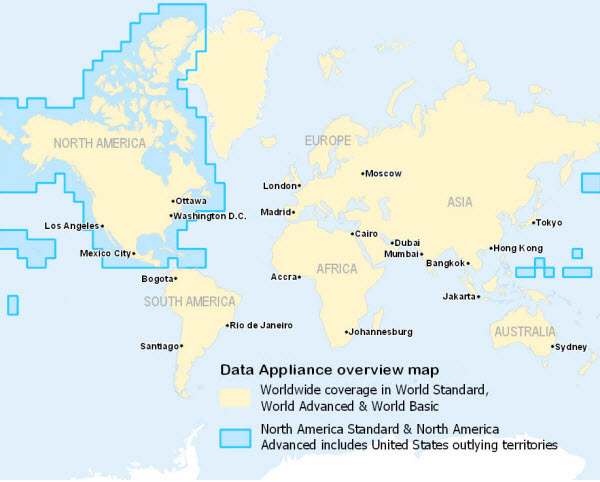 Coverage map for Data Appliance options Coverage map for Data Appliance options