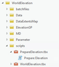 Catalog window with PrepareElevation.tbx expanded