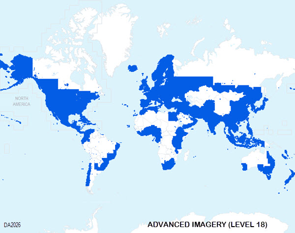 Advanced Imagery coverage map at 1:2,000 (Level 18)
